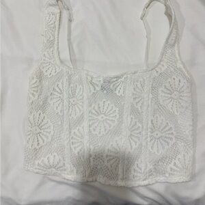 American Eagle Outfitters White Lace Crop Top